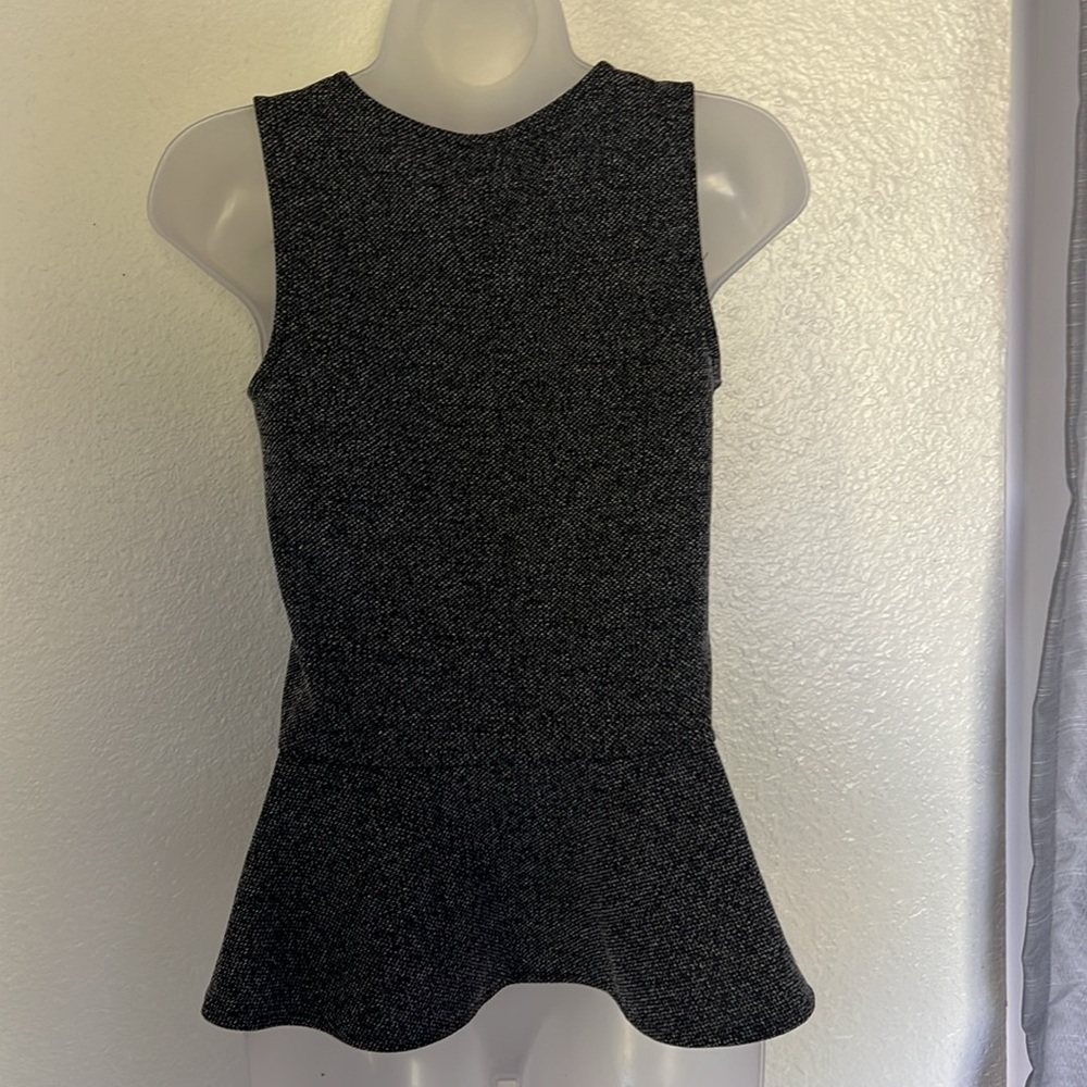 XS Tweed Peplum Tank Top Classic Workwear Core Minimalist Office Chic - Picture 5 of 5